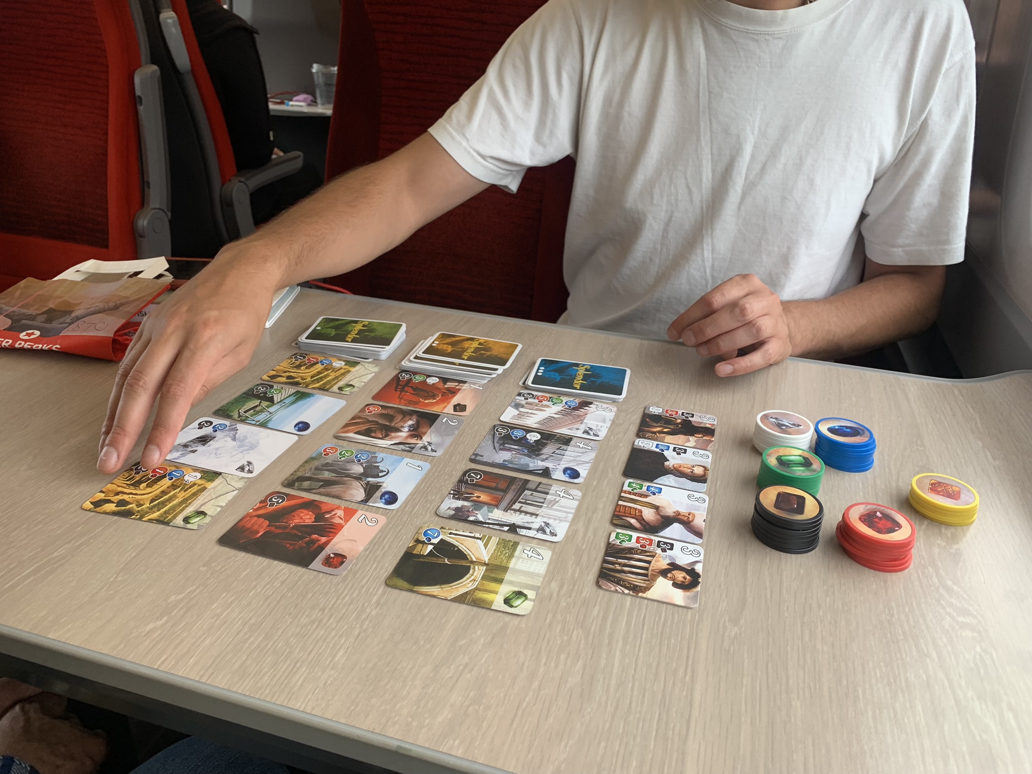 Playing a board game on a train