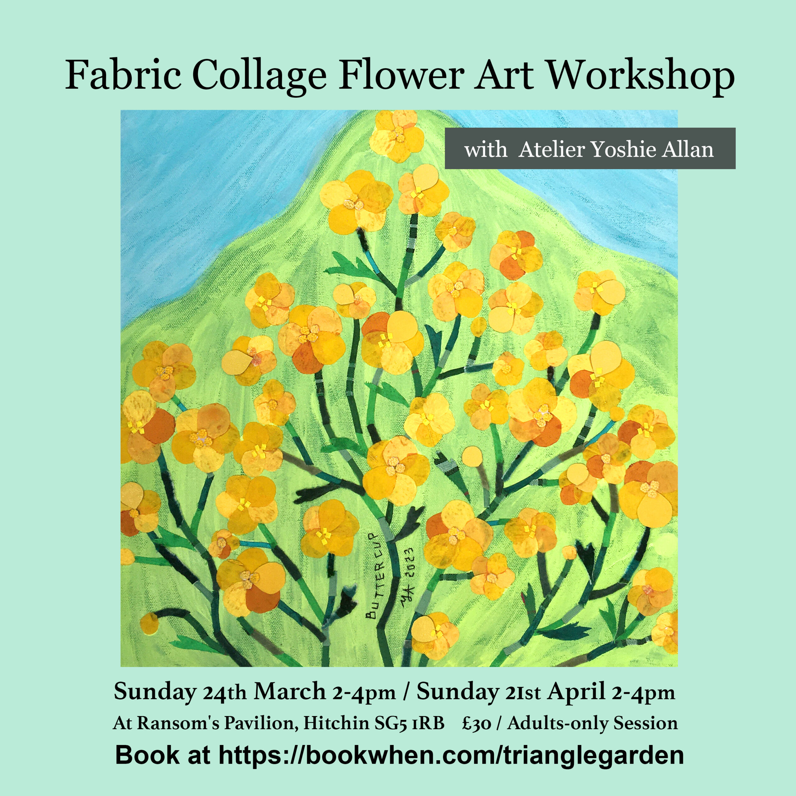 flower fabric collage